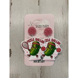 PickleBall Pickle ball Pickle Ballin Sport Earrings NEW